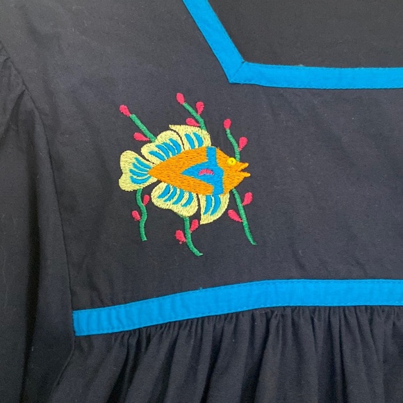 Smithsonian institution Blue Embroidered Sea Fish Appliqué Dress Size XL - Picture 10 of 16
